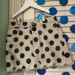 Super cute Zara kids white Jean skirt with polka dots, like new!